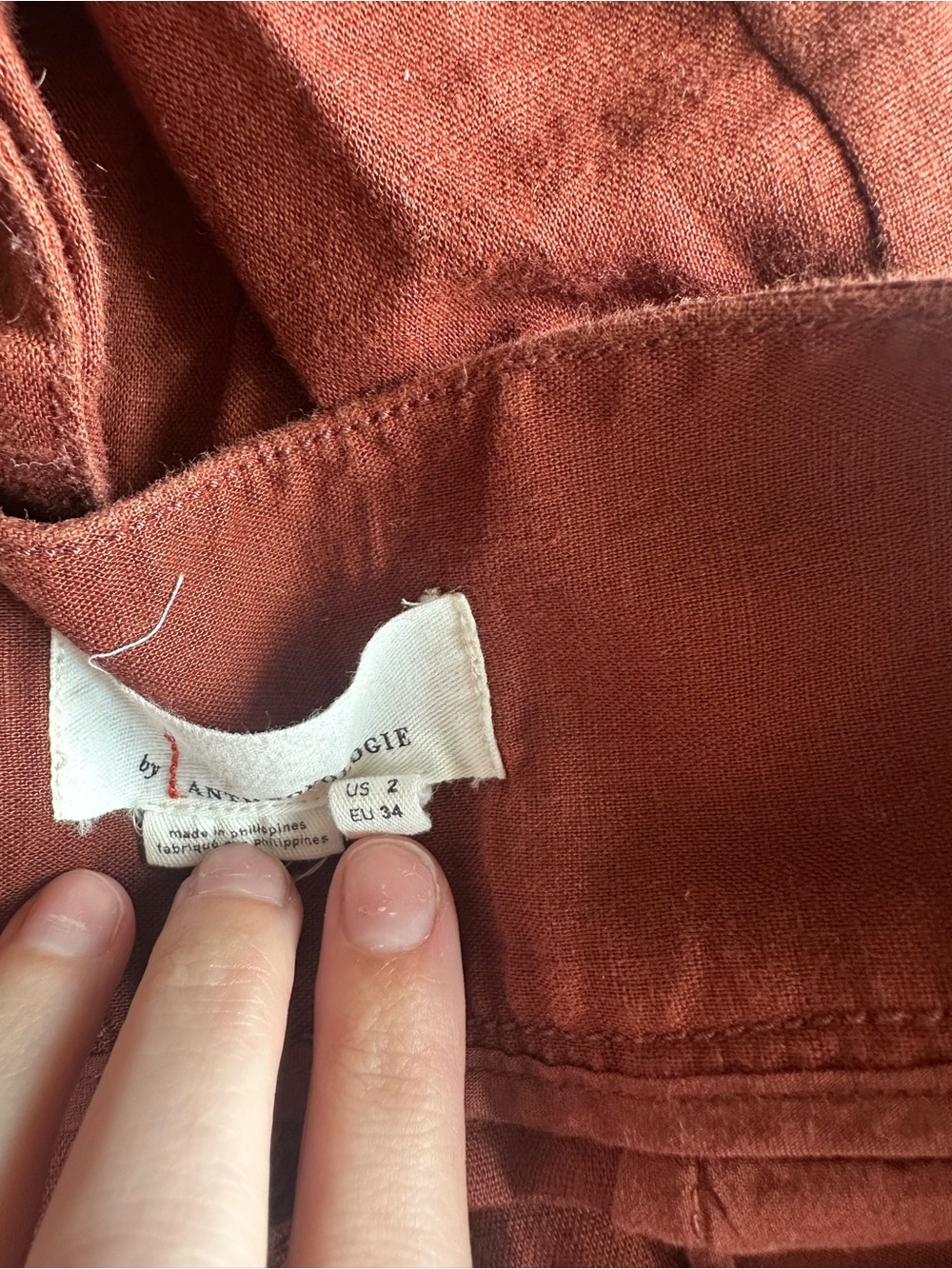 Anthropologie linen cotton blend wide leg pants rust brown size US 2 - Picture 5 of 10